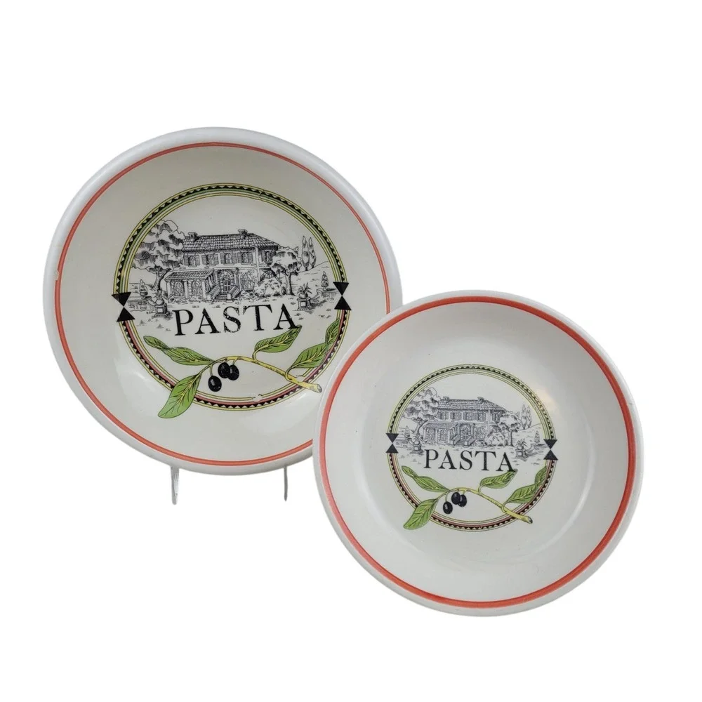 Vintage Himark Pasta Bowl Set Made in Italy Ceramic Serving & Individual Bowls